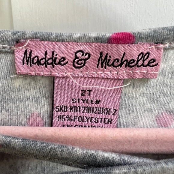 NWOT Maddie & Michelle 2T Grey and Pink Polka Dot Blouse - Picture 3 of 4